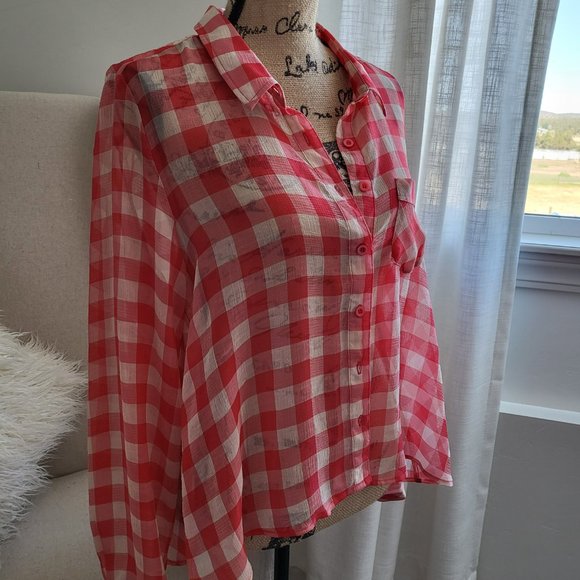 Free People Lightweight Checkered Button Up - Picture 2 of 4